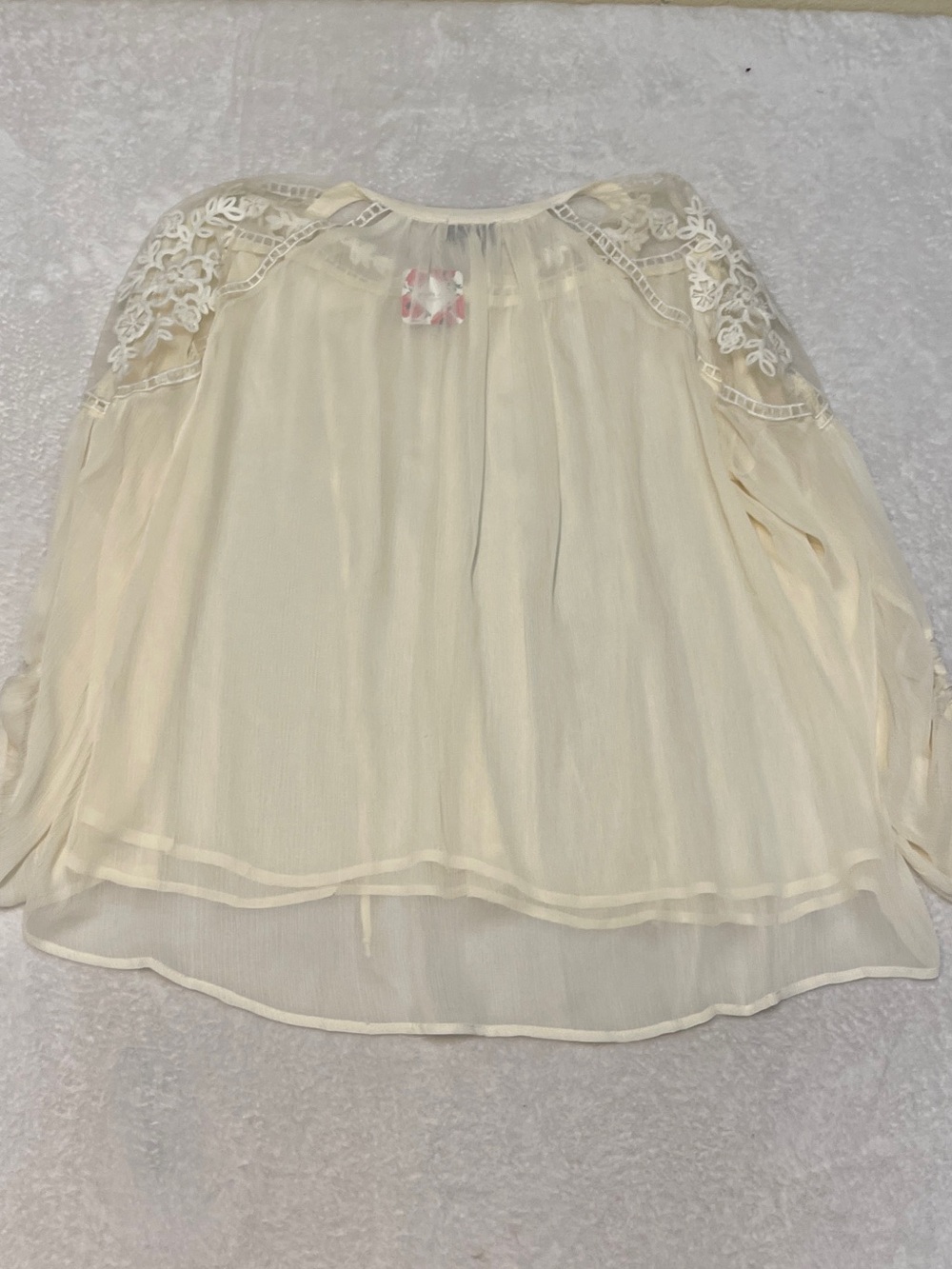 Hayden Los Angeles Sheer White Bohemian Lace Long Sleeve Peasant Blouse Top L - Picture 13 of 13